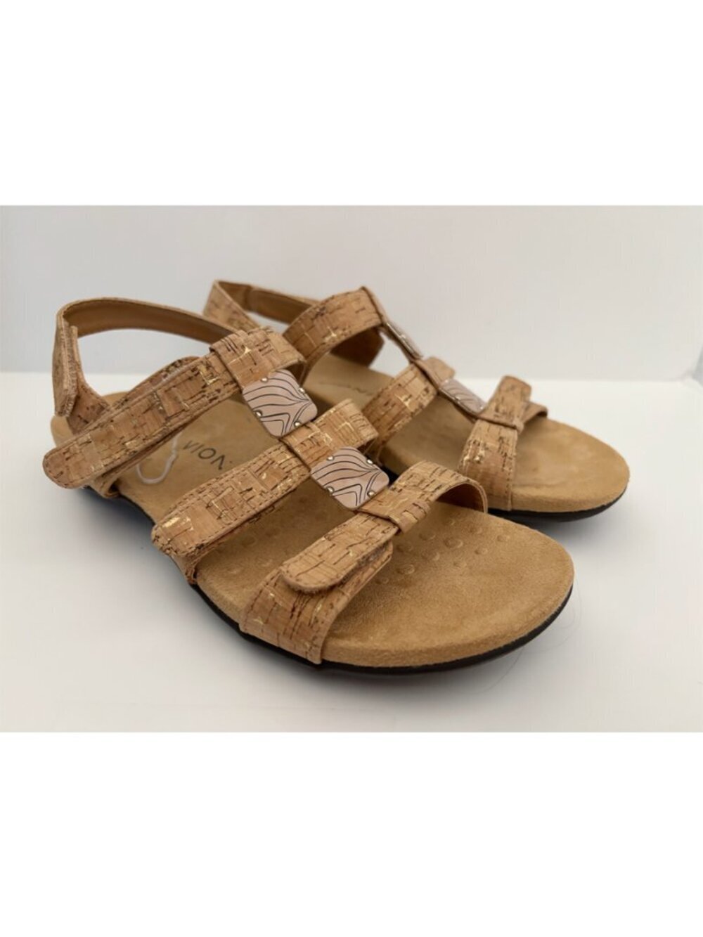 Vionic Tan Cork Amber Flats Sandals Sz 7